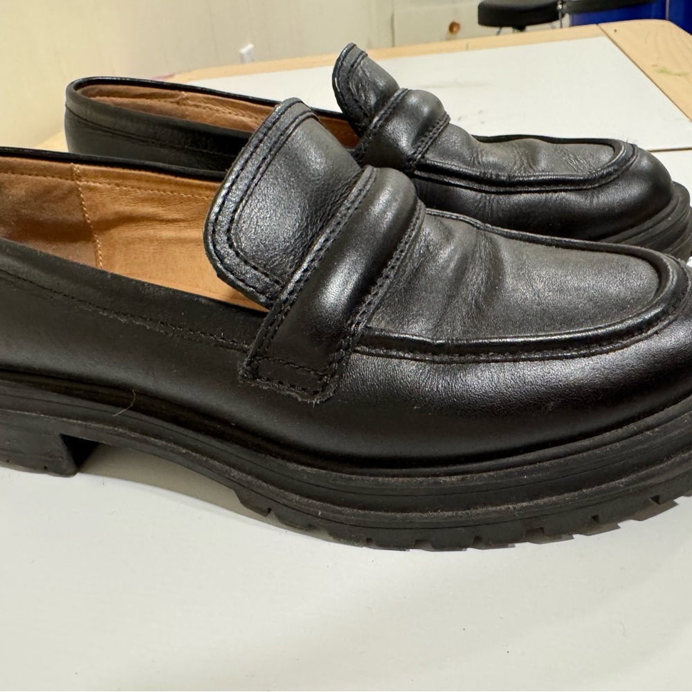 Madewell Bradley Lugsole Black Leather Loafers